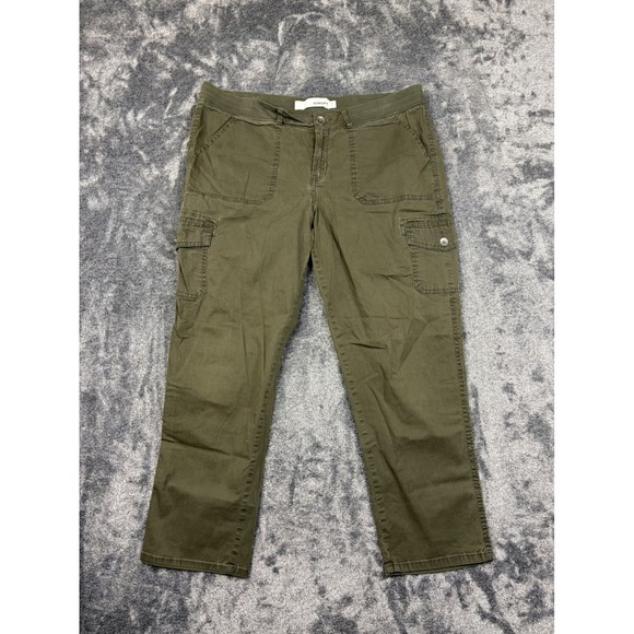 Sonoma Goods For Life Pants - Sonoma Utility Pants Women 14 Green Goods For Life Straight Leg Cotton Stretch